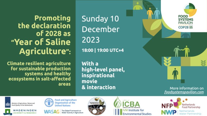 Promoting the declaration of 2028 as the Year of Saline Agriculture at COP28’s Food Systems Pavilion